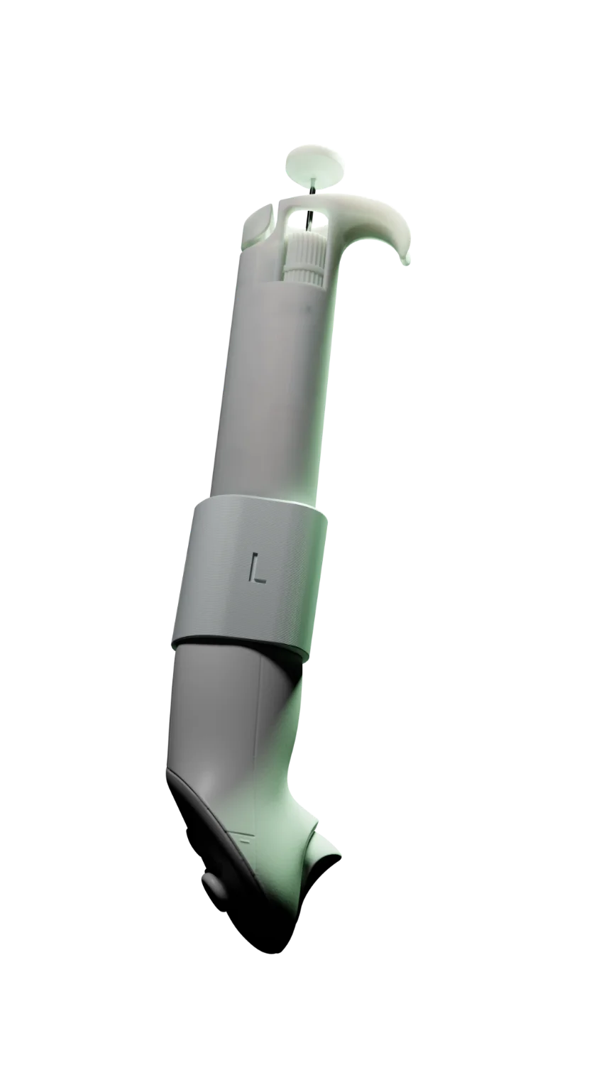 The PipetteXR controller held in the hand